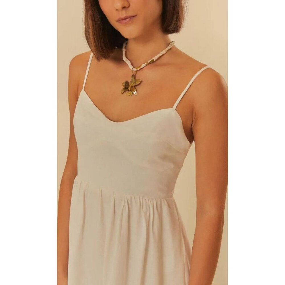 NWOT Farm Rio Linen Blend White Sleeveless Maxi Dress Size S - Picture 2 of 15